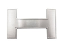 NEUF BOUCLE DE CEINTURE HERMES QUIZZ H EN ACIER BROSSE + POCHON NEW BUCKLE BELT