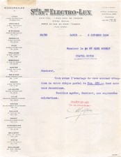 1924 SOCIETE ANONYME ELECTRO LUX A PARIS - M. LE DOCTEUR SAINT RENE BONNET A