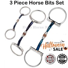 Ensemble d'embouts de cheval anneau Western D bleu en fer doux rouleau en...