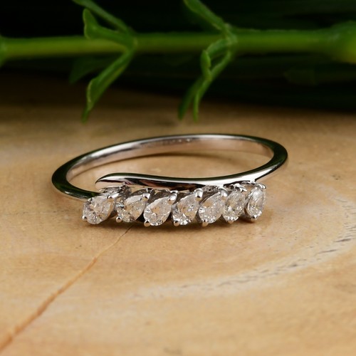 14k blanc poire bague - blanc,