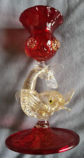 Vetreria SALVIATI MURANO Bougeoir en verre avec paillons d'or  Dauphin / Poisson