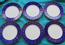 6 assiettes a dessert porcelaine de limoges Jammet Seignolles Récital bleu four