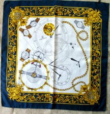 -CHRONOSWISS REGULATEUR  Foulard  soie TBEG  vintage scarf  88 x 90 cm