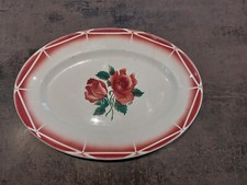 Plat ovale Digoin Sarreguemines Cibon - Roses rouges
