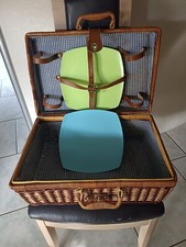 panier osier Camping Valise Pique Nique Vintage 70/80