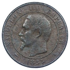 France Napoléon III 10 centimes 1855 BB (différent chien) - Bronze pièce monnaie