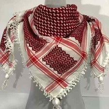 Shemagh Keffieh Arabe Écharpe Original Fabriqué En Palestine Rouge Blanc Kufiya