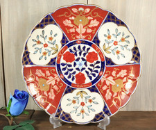 Ancien Grand Assiette Plat en Porcelaine Imari Peint Main Asiatique