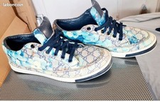 Chaussures Gucci Homme Bleu Imprimé Toile Gucci Suprême GG