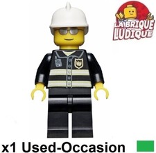 Lego Figurine Minifig City pompier fire man casque blanc lunette radio wc021