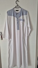 Qamis Homme Blanc Bleu  52