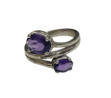 Voyage Style 925 Argent Naturel Améthyste Deux Gemme Femmes Taille Bague 7 US
