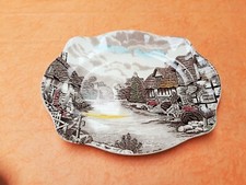 Plat Faïence Anglaise Olde English Country Side Johnson Bros Multicolore