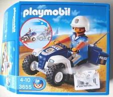 Playmobil - réf 3655 - Policier sur quad à rétro-friction, complet dans sa boîte
