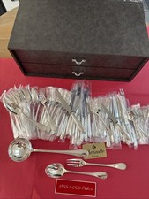 SET MENAGERE 75 PIECES CHRISTOFLE FRANCE PERLES MÉTAL ARGENTE COFFRE NEUF.