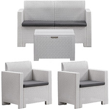 Ensemble Complet De 3 Fauteuils En Plastique De Jardin Chaises Table Conteneur