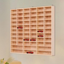 Vitrine murale robuste en bois pour voitures miniatures, 60 compartiments, à