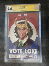 Vote Loki #1 CGC 9.4 SIGNED BY TOM HIDDLESTON