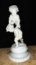 sujet personnage figurine bougeoir enfant ancien en biscuit porcelaine signé S&S