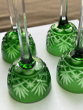 SERIE 6 VERRES A LIQUEUR CRISTAL SAINT LOUIS MODELE MASSENET VERT HT 12.3 CM