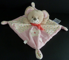 912. DOUDOU PLAT MOTS D'ENFANTS SOURIS rose blanc gris étoile ETAT NEUF*