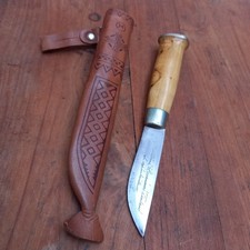 Joli Couteau PUUKKO FINLANDAIS J.MARTIINI LAPINLEUKU Manche Bois Fourreau Cuir