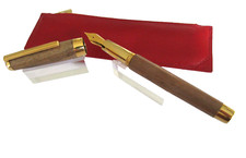 STYLO PLUME DE PRESTIGE JACQUES HERBIN "CARAVELLE" BOIS NOYER NEUF DE STOCK M578