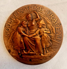 Belle MEDAILLE BRONZE Charles Theodore PERRON SOUS LE MEME DRAPEAU  Monnaie Pari