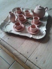 Service à thé miniature en terre cuite à  peindre + plateau - déco interieure
