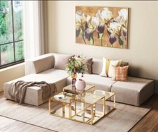 Ensemble De Tables Basses Or Miroir En Verre Table De Salon 4 Pièces