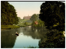 Angleterre. Shrewsbury. The Severn and Kingsland.  Vintage photochrom by P.Z, Ph