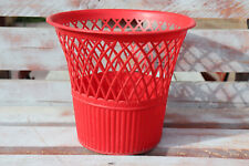 Ancienne Poubelle De Bureau Corbeille à Papiers Rouge Vintage Plastique 24,3 cm