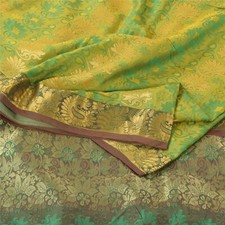 Tissu artisanal sanscrit vintage sari indien vert Bollywood mélangé soie sari...