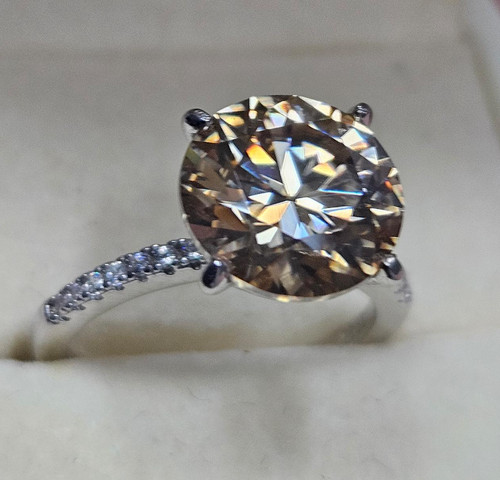Champagne moissanite solitaire - champagne,