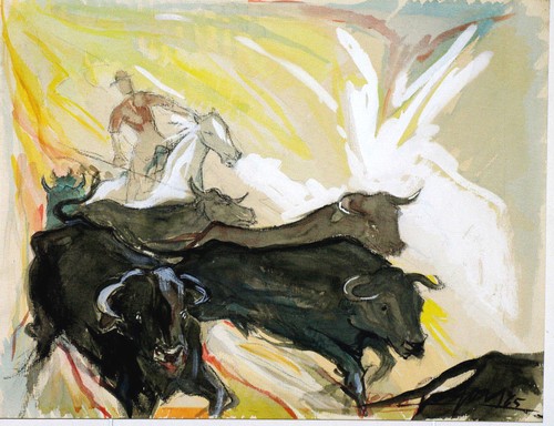 Grande aquarelle 1965 - , manade