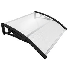 VOUNOT Auvent de porte marquise 100x80cm transparent Polycarbonate anti UV Noir
