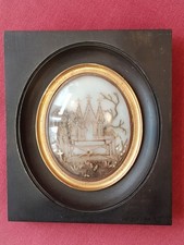 Cadre Souvenir Napoléon Ill Tombeau Cheveux Paille Verre Bombé