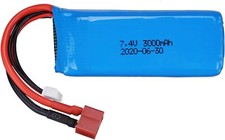 Batterie LiPo 7,4V 3000mAh 2S avec Connecteur T-Plug – Compatible Wltoys 144001