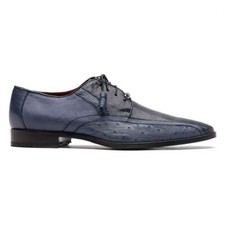 Marco Di Milano Lucca Bleu Peau De Raie Et Plume D'Autruche Chaussures Derby