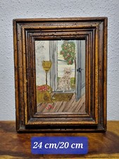 Unique Huile Sur Panneau Porte Clés Signée .24 Cm X 20 cm