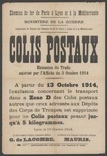 Affiche originale ancienne PLM Colis Postaux - 1914. 63x42 cm.