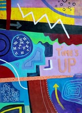 Peinture abstraite - Time's up- Art contemporain signé déco couleurs pop street