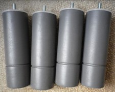 Lot de 4 pieds de lit ou canapé cylindriques bois gris foncé BE