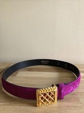 Ceinture Abaco Croûte de Cuir, Rose Fushia, Taille 70cm, largeur 3cm, Neuve