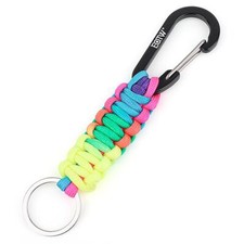 Porte-clés Paracord - Mousqueton - Anneau en D - Pour moto voiture camping ra...