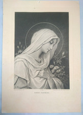 ANCIENNE ICONE GRAVURE CHRISTIANISME ST VIERGE MARIE VIRGO CLEMENT ANNOULD 1900