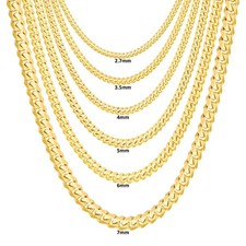 18K Jaune or Massif 2.7mm-7mm Miami Cubain Chaîne Collier Hommes Femmes