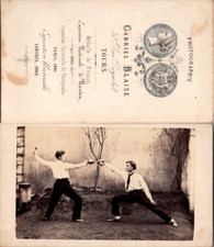 Gabriel Blaise, Tours, Deux hommes en leçon d'escrime, circa 1865 CDV vinta