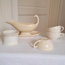 Tasse ancienne blanche pot ancien blanc saucière Sarreguemines Creil Montereau