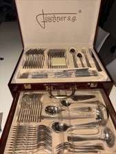 Ménagère Fischner S.G 1925, acier Inoxydable + or, 72 pièces